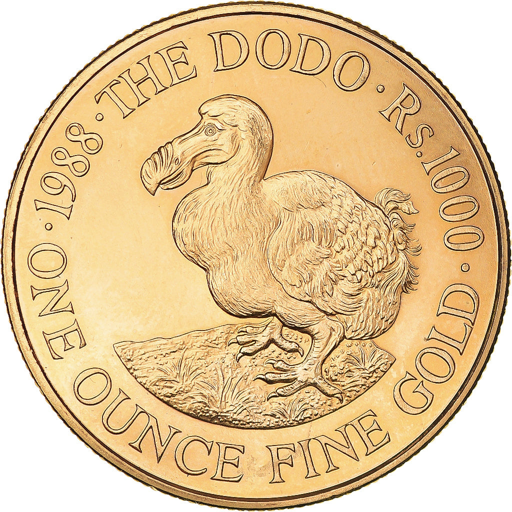 Coin, Mauritius, 1000 Rupees, 1988, 1 Oz, MS(65-70), Gold, KM:60