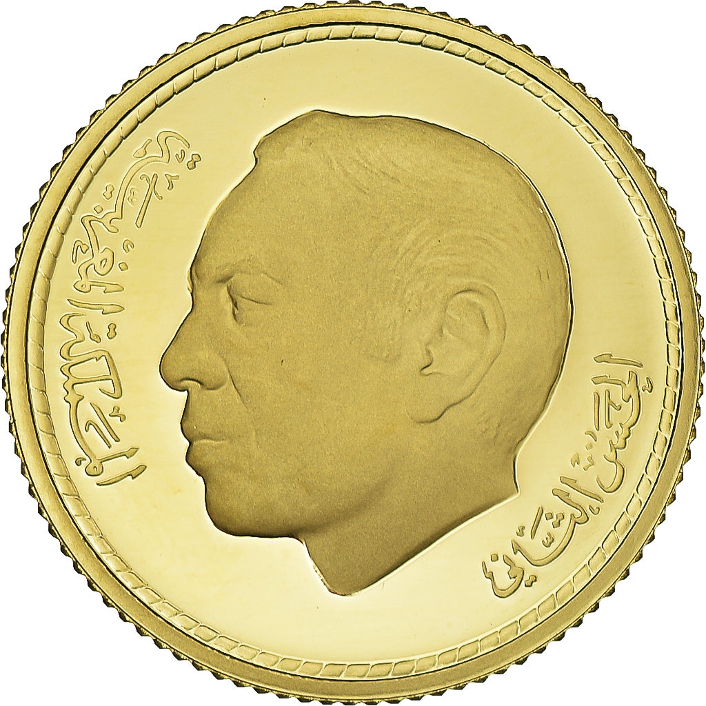 Coin, Morocco, al-Hassan II, 250 Dirhams, 1976, MS(65-70), Gold, KM:66