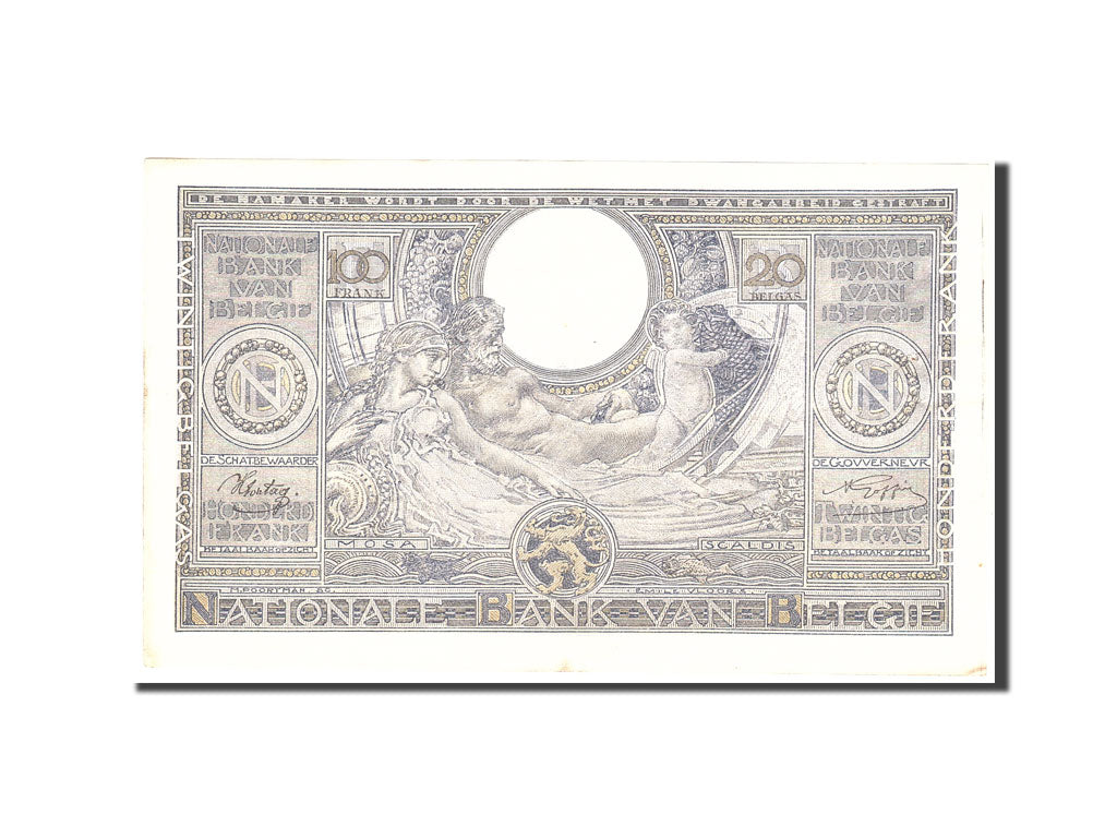 Banknote, Belgium, 100 Francs-20 Belgas, 1943, 1943-07-14, KM:107, AU(55-58)