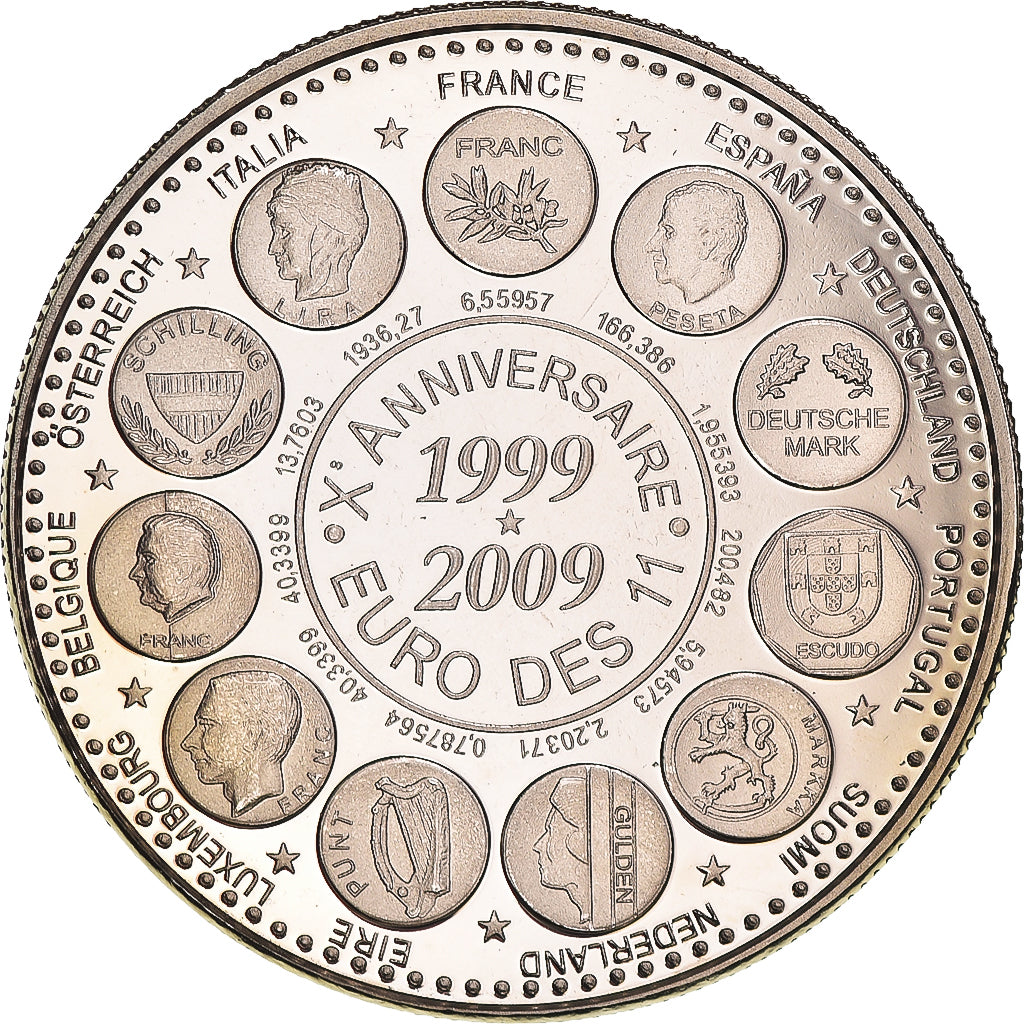 Francja, medal, L'Europe des XXVII, 10 Ans de l'Euro, Politics, 2009, MS(65-70)