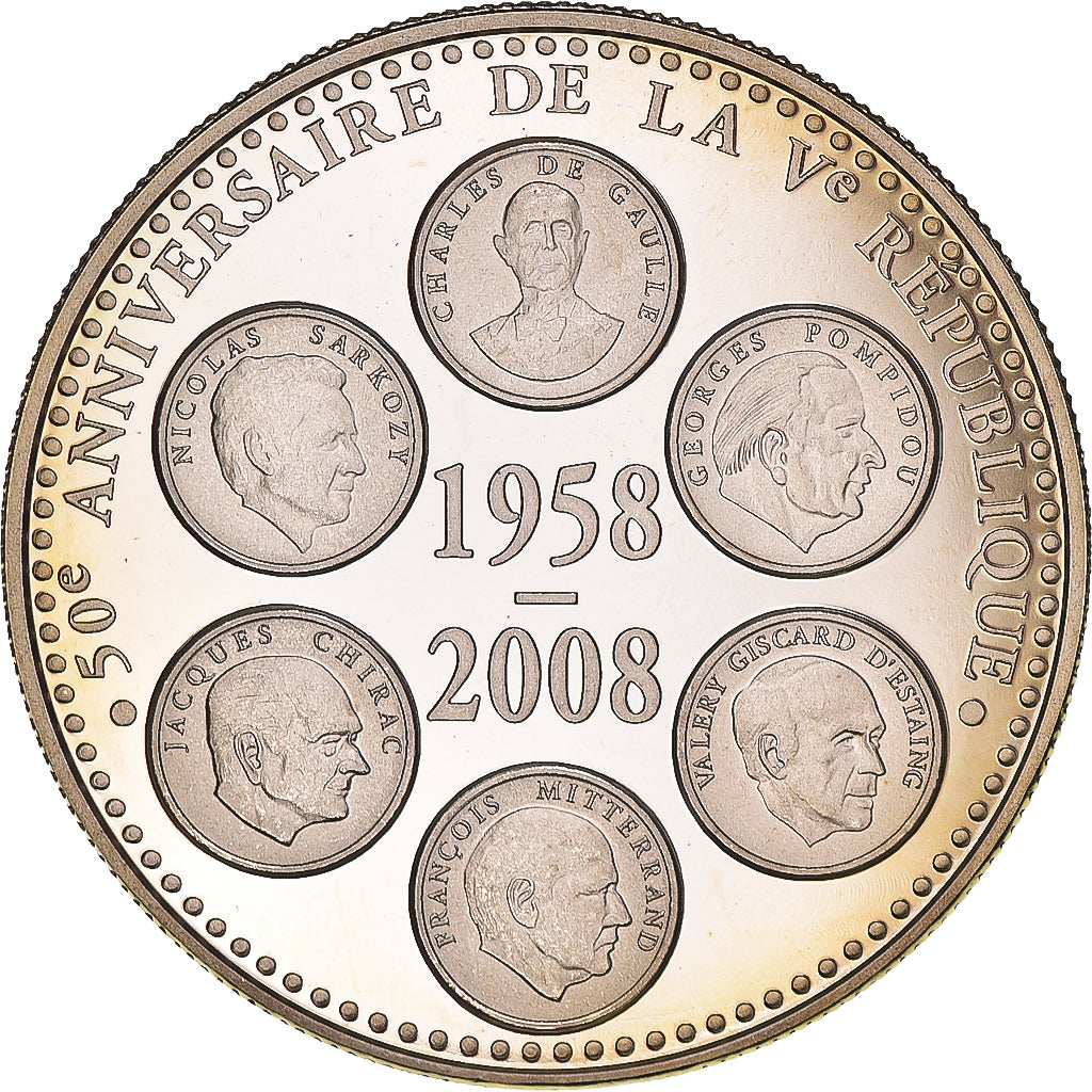 França, medalha, 50 ème Anniversaire de la Vème République, Políticas