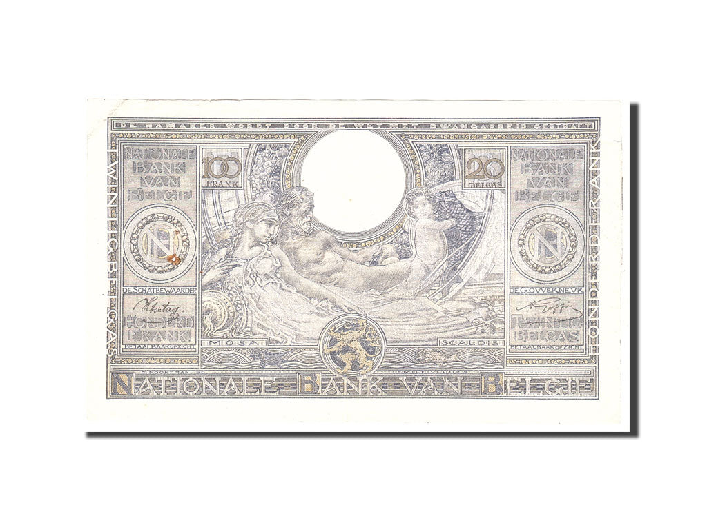 Banconote, Belgio, 100 Francs-20 Belgas, 1943, KM:107, 1943-07-14, BB