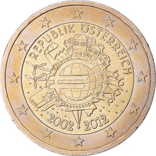Áustria, 2 Euro, 10 ans de l'Euro, 2012, MS(63), Bimetálico