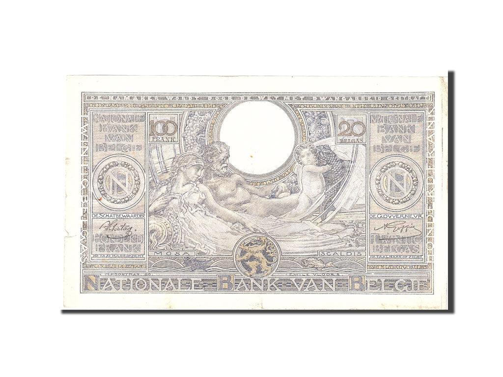 Billet, Belgique, 100 Francs-20 Belgas, 1943, 1943-07-14, KM:107, TTB
