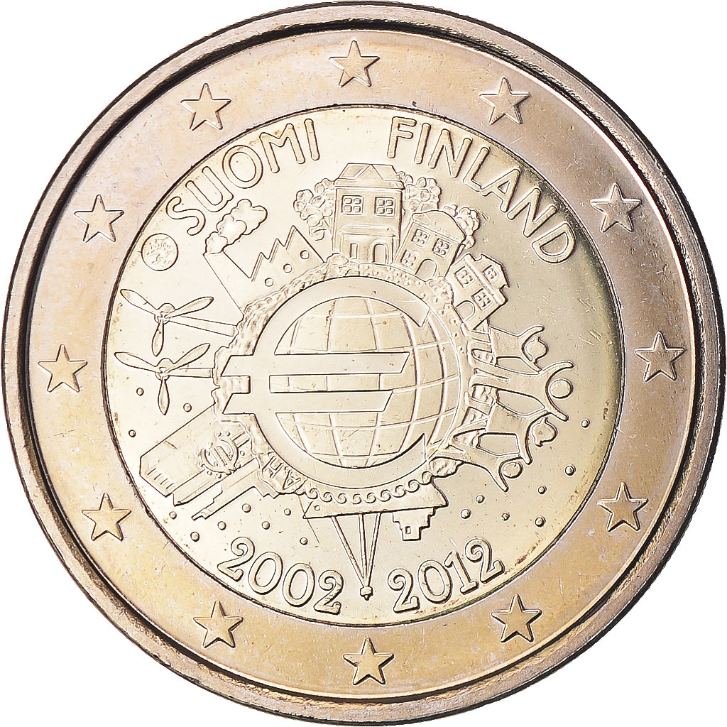 Finland, 2 Euro, 10 ans de l'Euro, 2012, MS(63), Bi-Metallic
