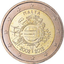 Malte, 2 Euro, 10 ans de l'Euro, 2012, SPL+, Bimétallique, KM:139
