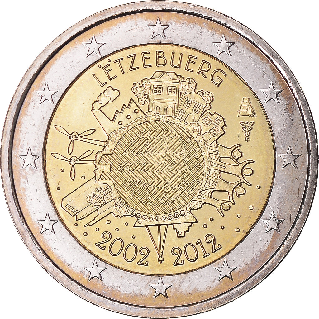 Luxemburgo, 2 Euro, 10 ans de l'Euro, 2012, Utrecht, EBC, Bimetálico, KM:119