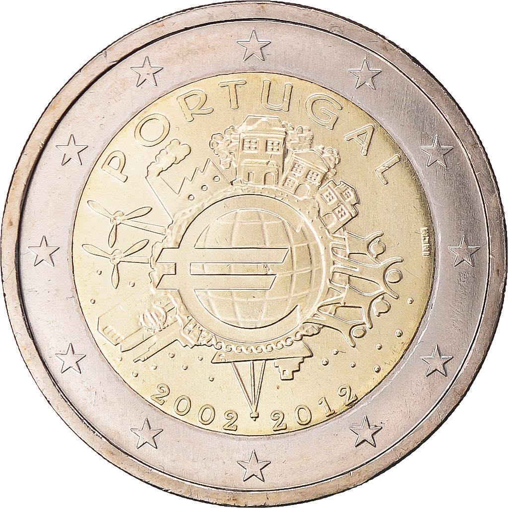 Portugal, 2 Euro, 10 ans de l'Euro, 2012, Lisbon, MS(65-70), Bimetálico, KM:812