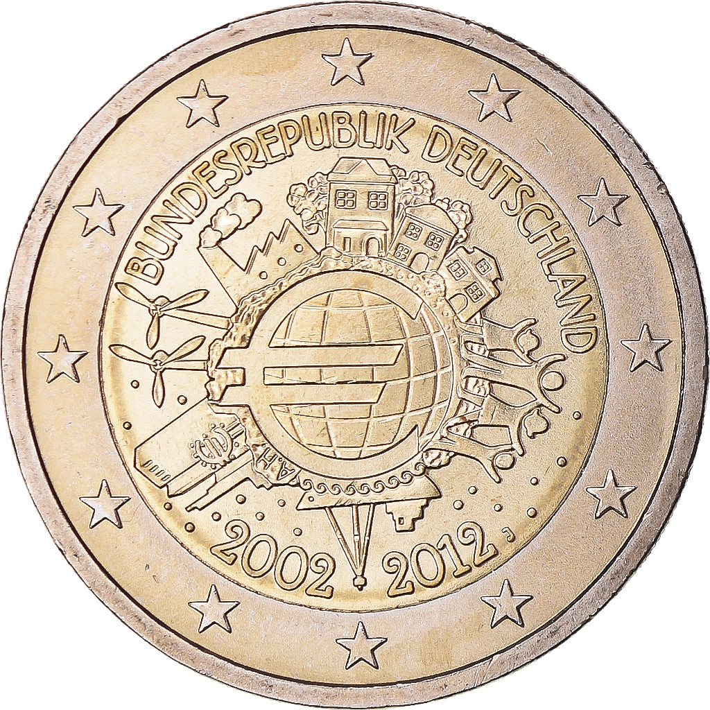 GERMANIA - REPUBBLICA FEDERALE, 2 Euro, 10 ans de l'Euro, 2012, Hambourg, SPL+