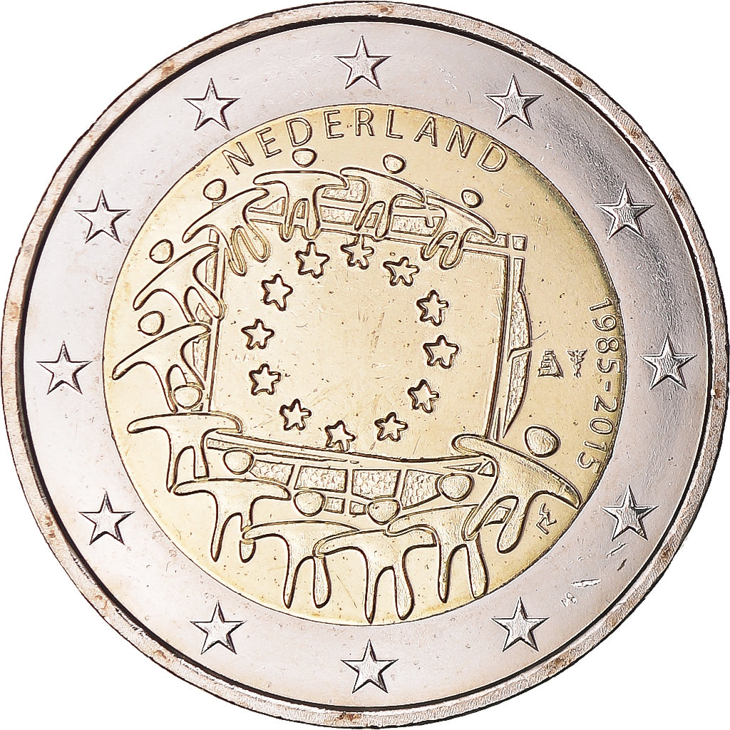 Pays-Bas, 2 Euro, Drapeau européen, 2015, Utrecht, SPL+, Bimétallique