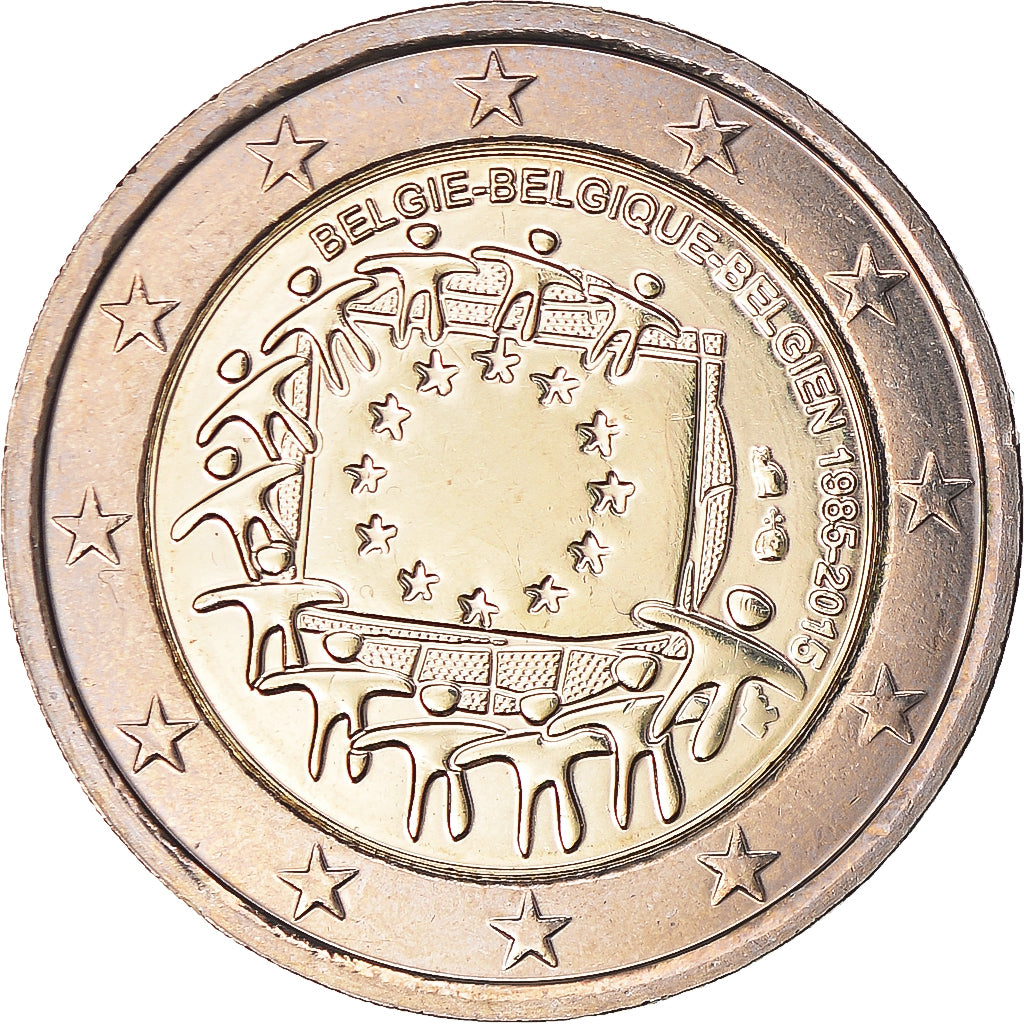 Belgium, 2 Euro, Drapeau européen, 2015, Brussels, AU(50-53), Bi-Metallic