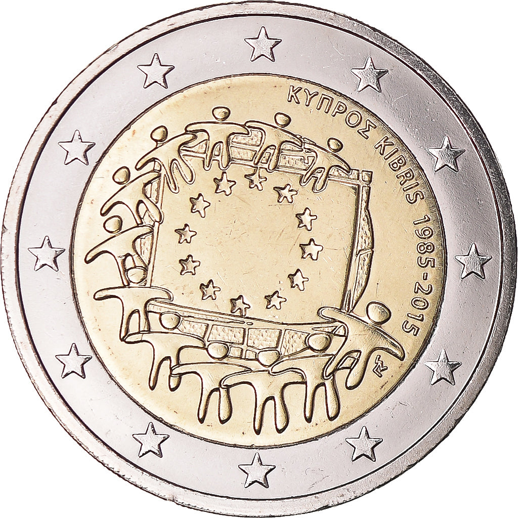 Cyprus, 2 Euro, Flag, 2015, UNC, Bi-Metallic