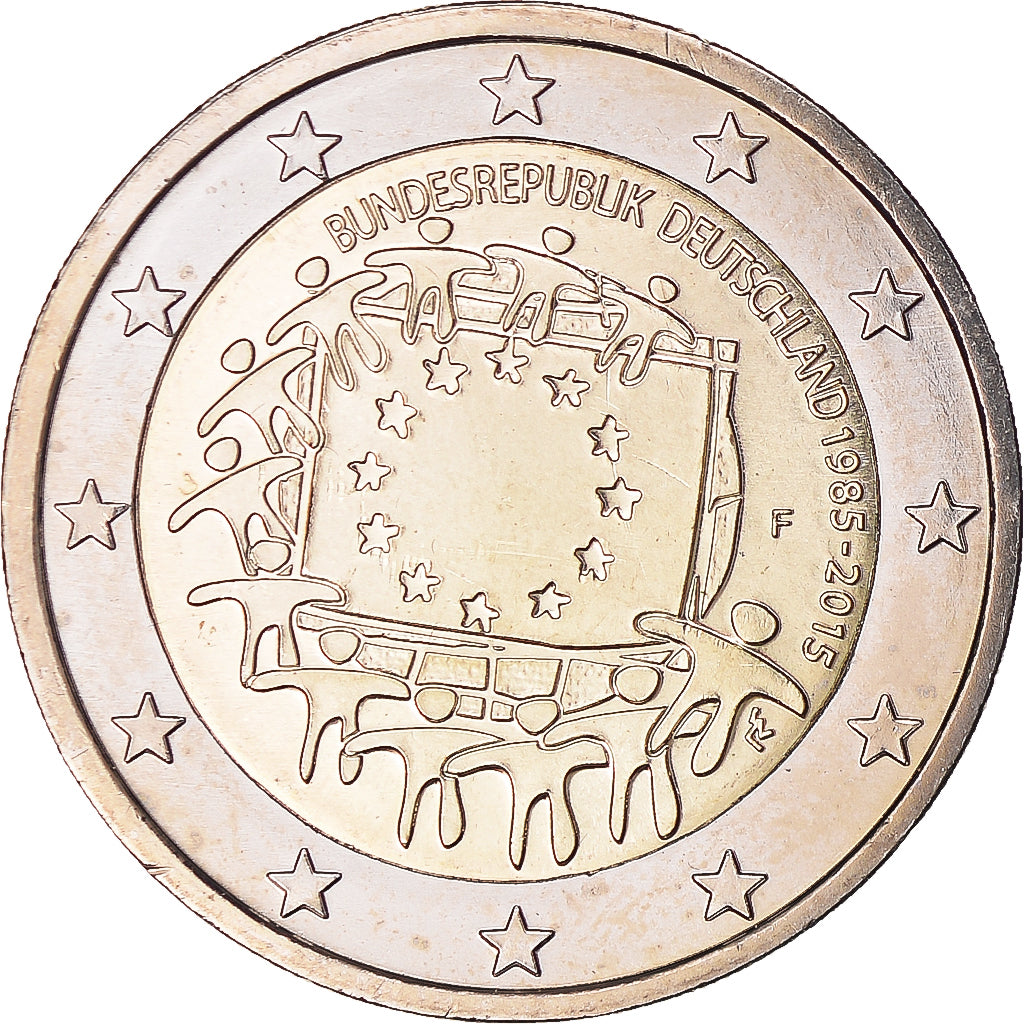 Germania, 2 Euro, 2015, Stuttgart, 30 ans   Drapeau européen, SPL+