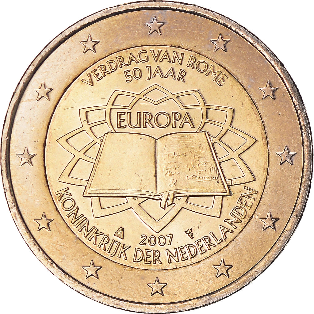 Netherlands, 2 Euro, Traité de Rome 50 ans, 2007, Utrecht, MS(63), Bi-Metallic