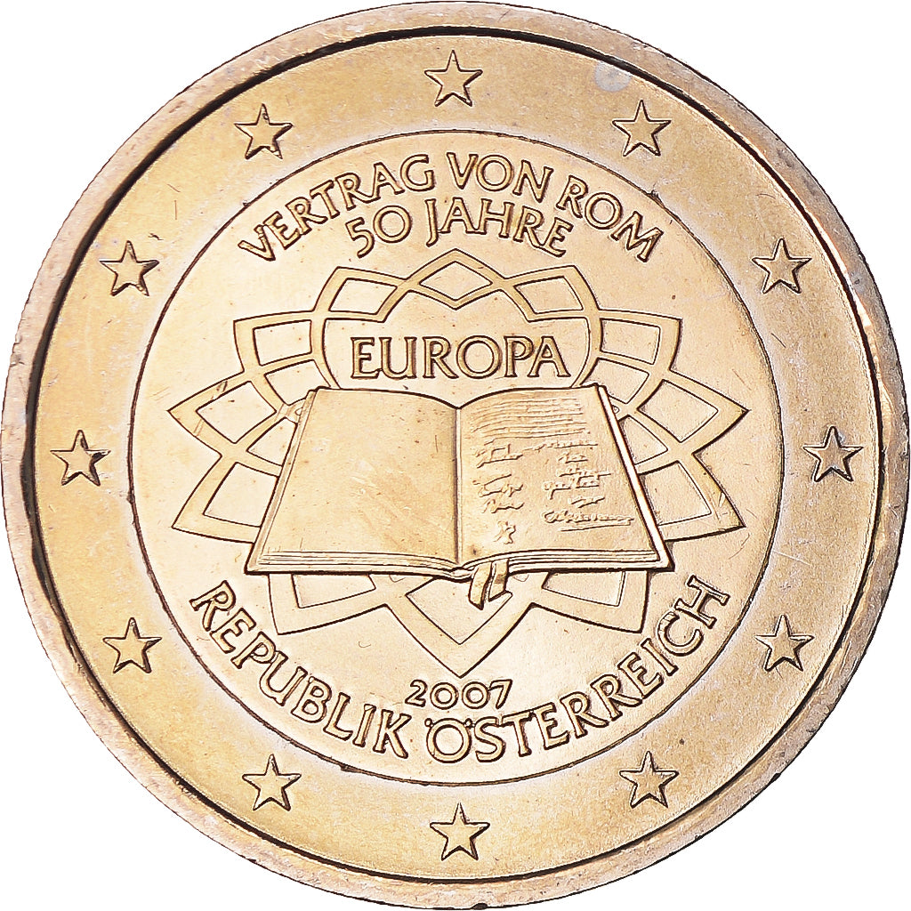 Oostenrijk, 2 Euro, Traité de Rome 50 ans, 2007, Vienna, UNC-, Bi-Metallic