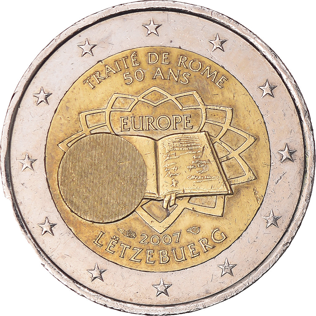 Luxembourg, 2 Euro, Traité de Rome 50 ans, 2007, Paris, EF(40-45), Bi-Metallic