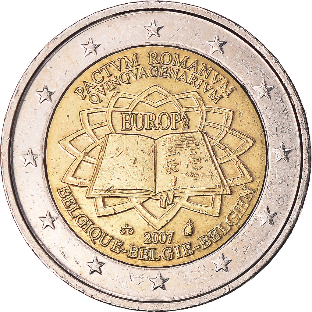 Bélgica, 2 Euro, Traité de Rome 50 ans, 2007, Brussels, VF(30-35)