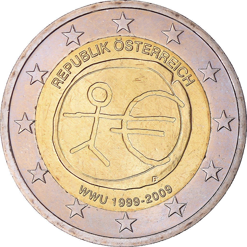 Austria, 2 Euro, 10 ans de l'Euro, 2009, Vienna, MS(64), Bi-Metallic, KM:3175
