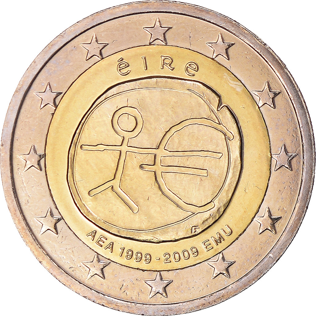 IRELAND REPUBLIC, 2 Euro, EMU, 10th Anniversary, 2009, MS(60-62), Bi-Metallic