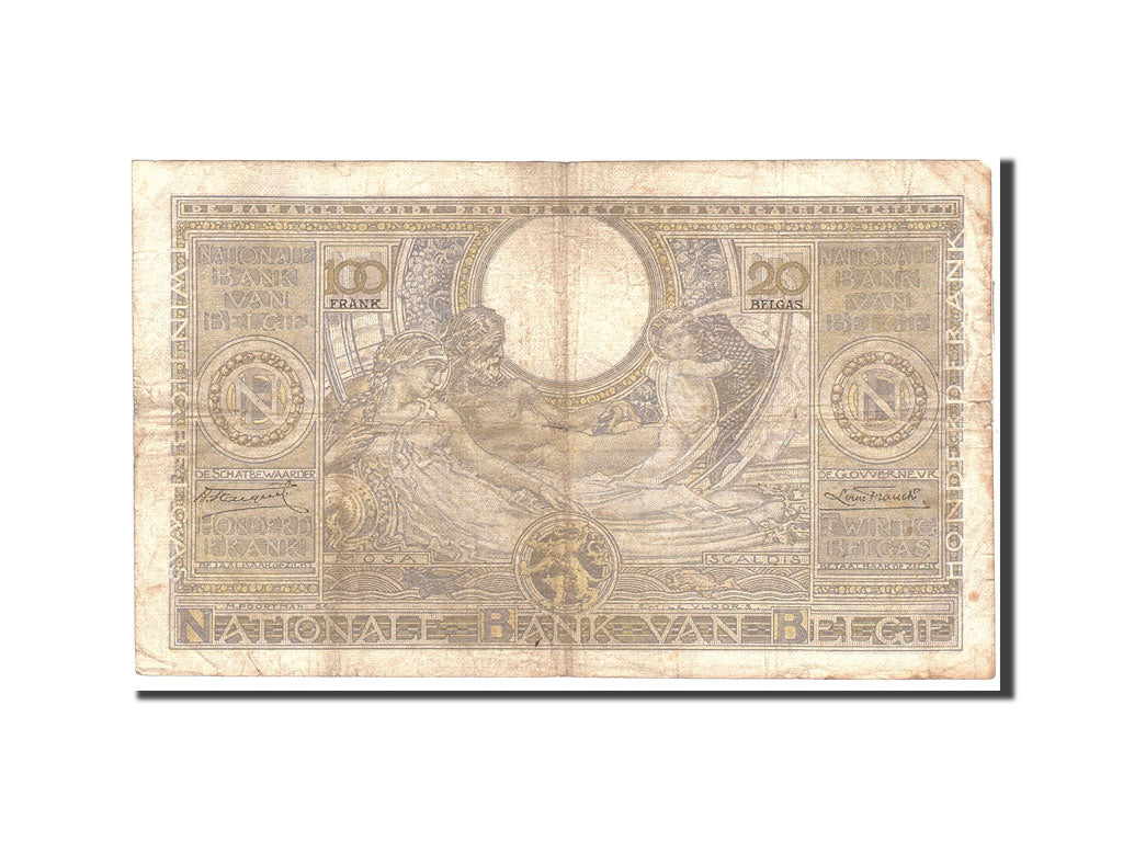 Banknote, Belgium, 100 Francs-20 Belgas, 1933, 1933-06-22, KM:107, VG(8-10)