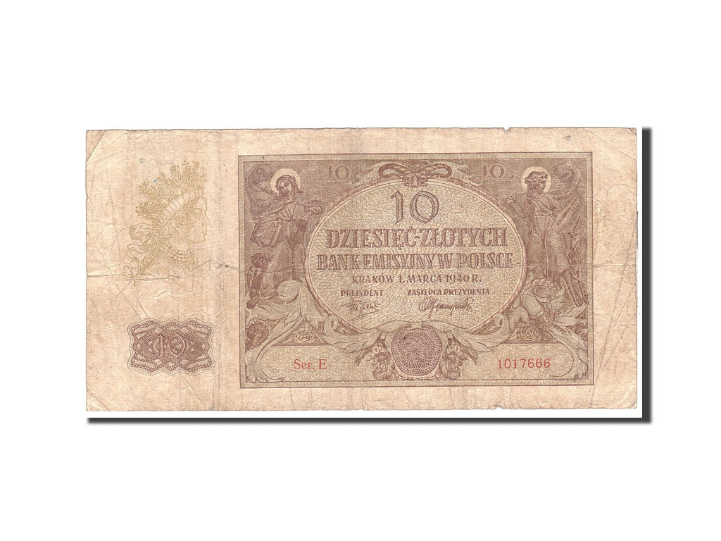 Banconote, Polonia, 10 Zlotych, 1940, KM:94, 1940-03-01, B
