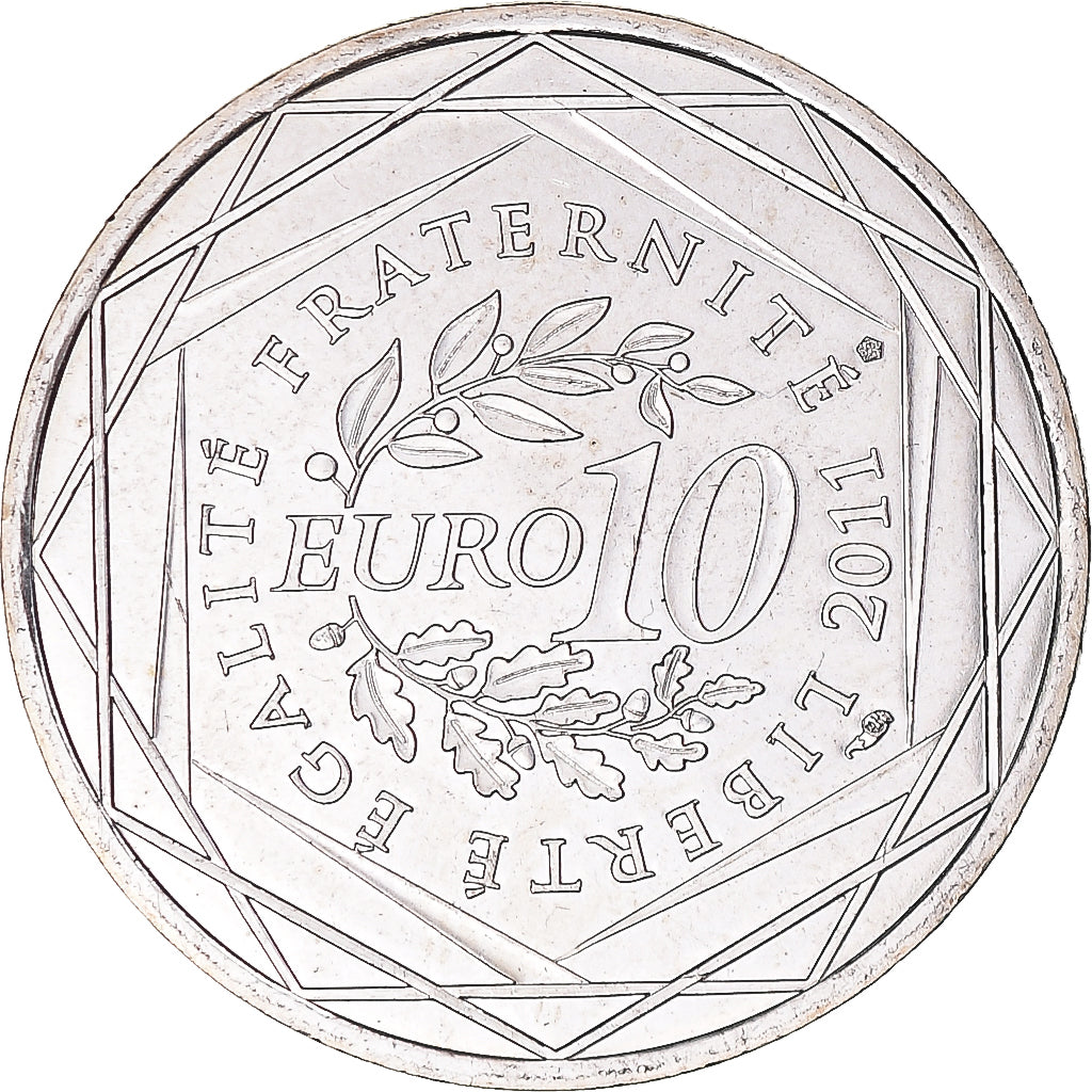 France, 10 Euro, 2011, Paris, Alsace, MS(60-62), Silver, KM:1734