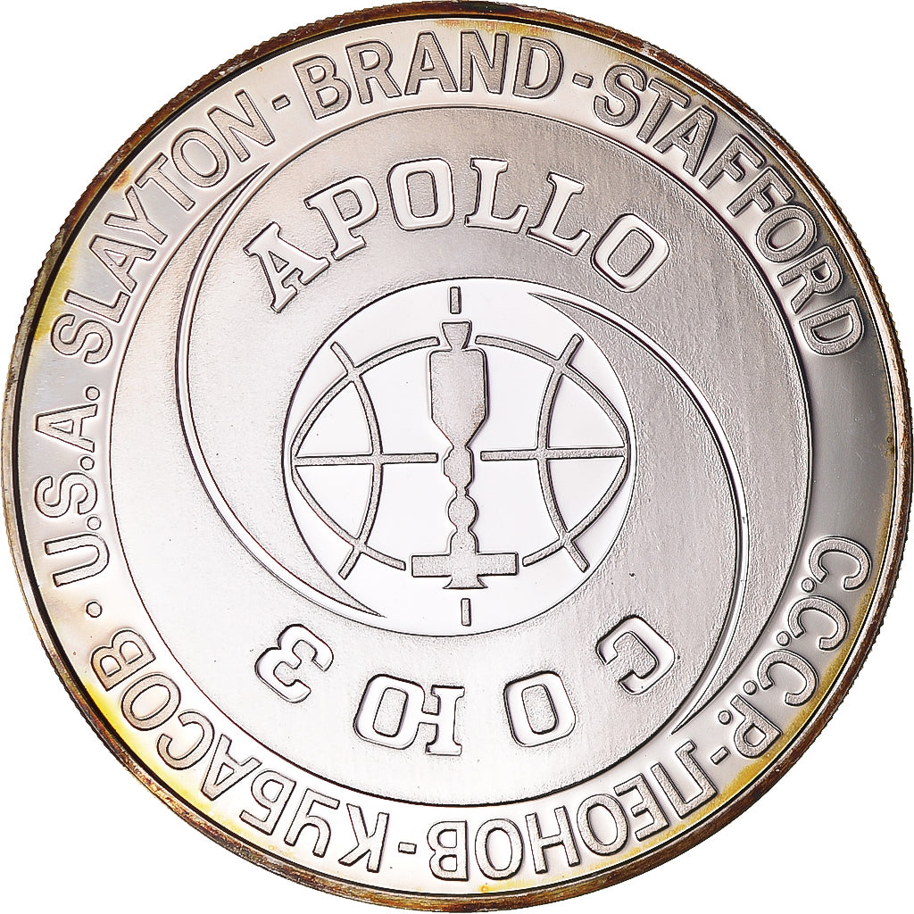 France, Medal, Apollo-Soyouz, Sciences & Technologies, 1975, MS(65-70), Silver