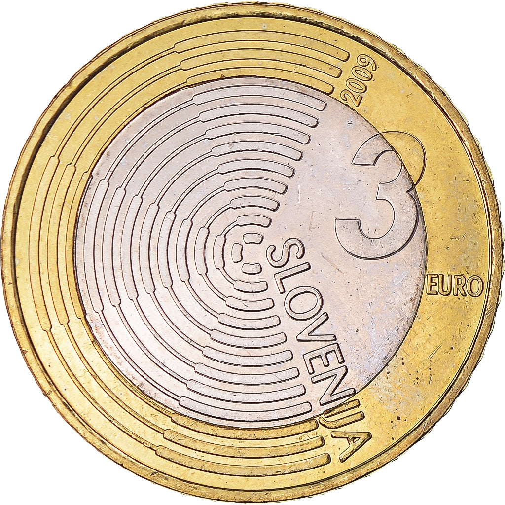 Slovénie, 3 Euro, Premier vol au dessus de la Slovénie, 2009, Vantaa, SUP