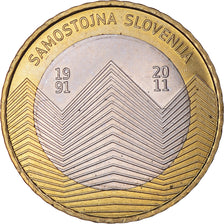Slovenia, 3 Euro, Independence 20th Anniversary, 2011, AU(55-58), Bi-Metallic