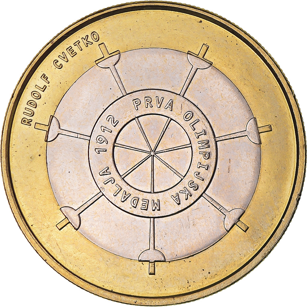 Slovenia, 3 Euro, 1er médaillé olympique, 2012, MS(60-62), Bi-Metallic, KM:109