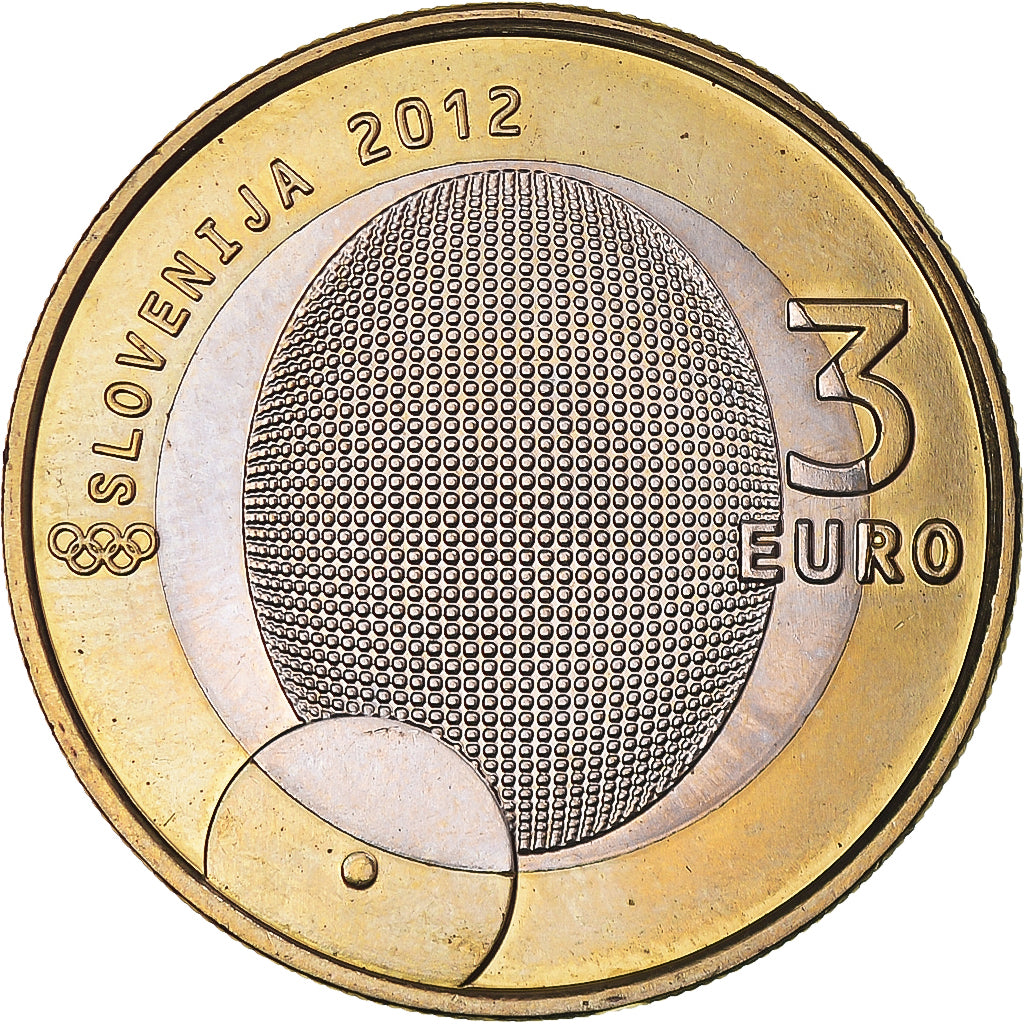 Slovenia, 3 Euro, 1er médaillé olympique, 2012, MS(60-62), Bi-Metallic, KM:109