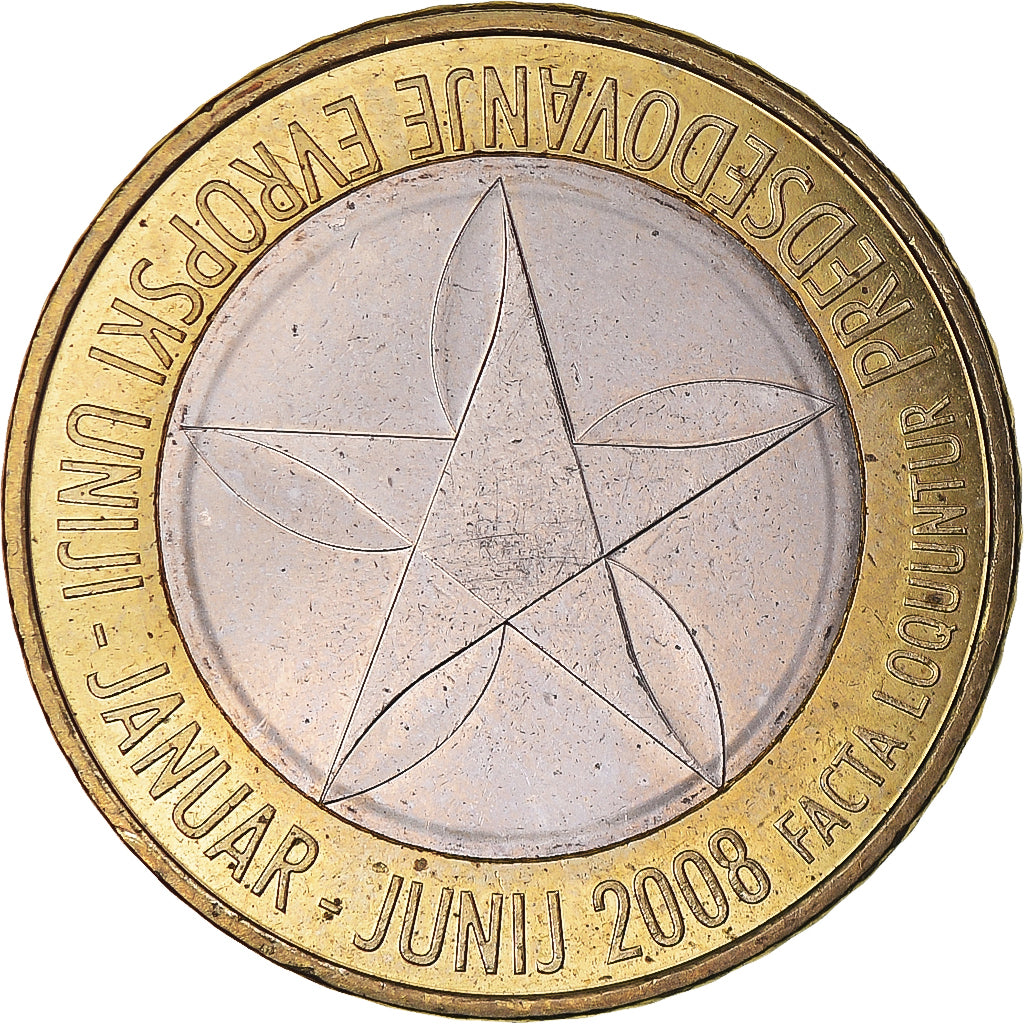 Eslovénia, 3 Euro, Présidence de l'UE, 2008, AU(55-58), Bimetálico, KM:81