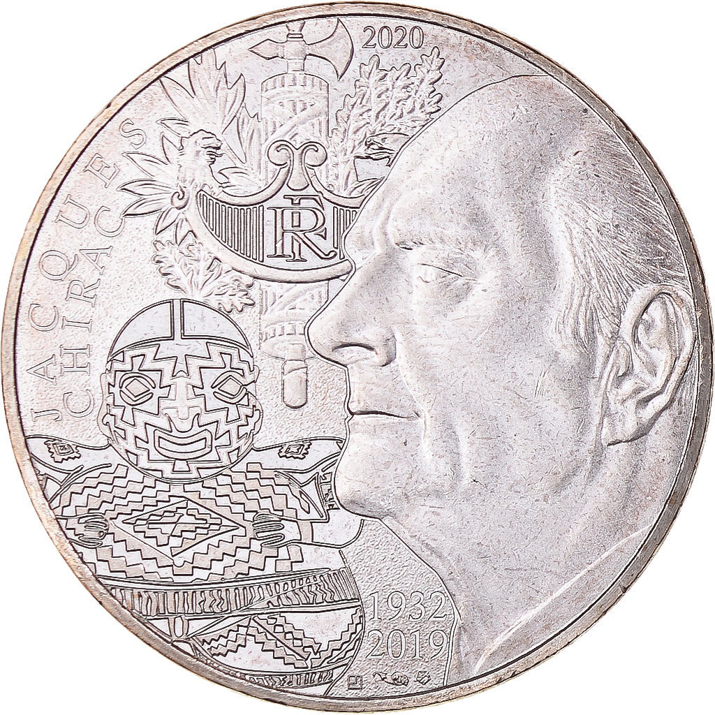 France, 10 Euro, 2020, Paris, Jacques Chirac, MS(65-70), Silver