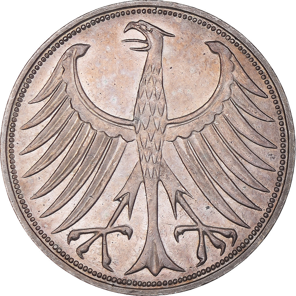 Coin, GERMANY - FEDERAL REPUBLIC, 5 Mark, 1966, Stuttgart, AU(55-58), Silver