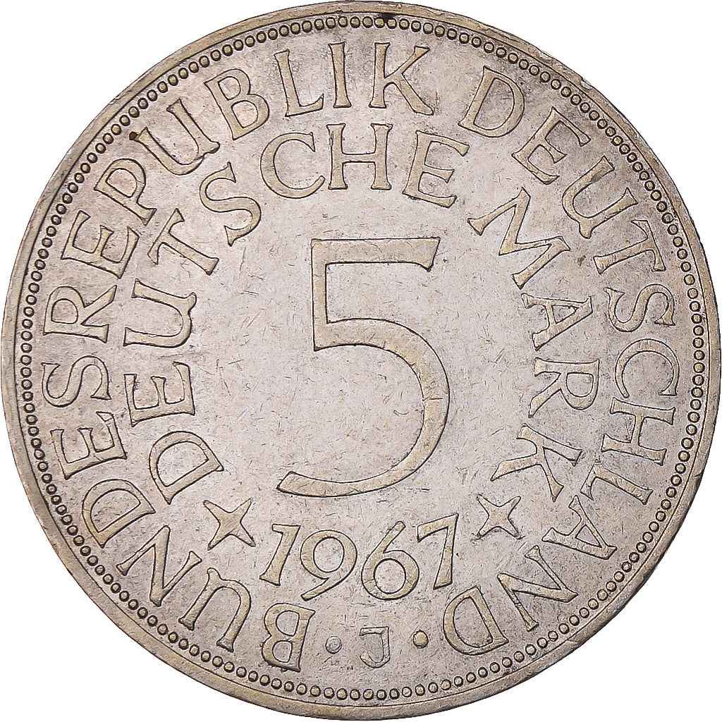 Coin, GERMANY - FEDERAL REPUBLIC, 5 Mark, 1967, Hambourg, AU(50-53), Silver