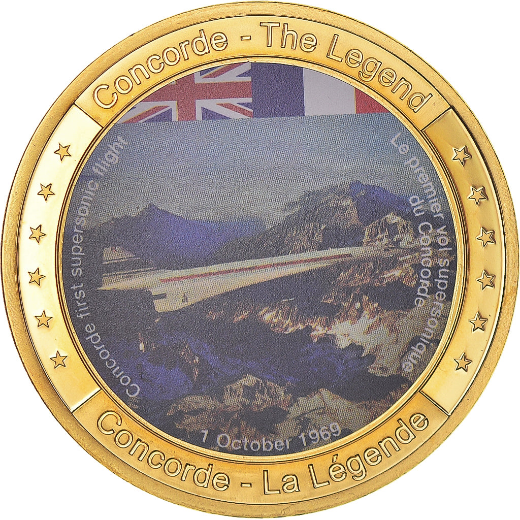 France, Medal, Concorde, La Légende, Aviation, MS(65-70), Copper Gilt
