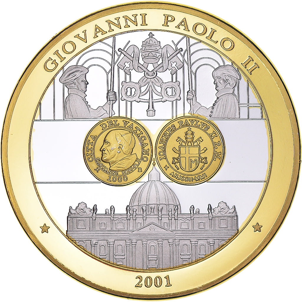 Vaticano, medalha, Jean-Paul II, Crenças e religiões, 2001, MS(65-70), Prata