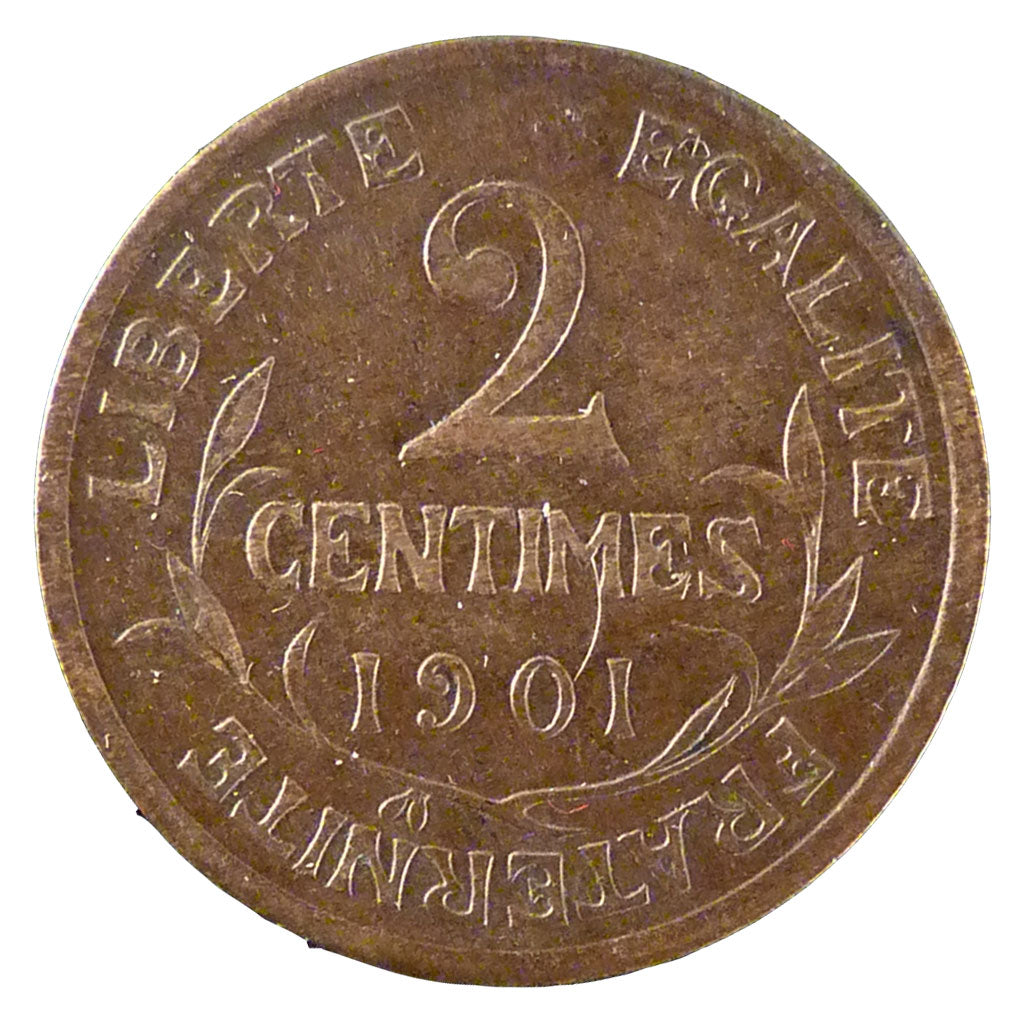 FRANCE, Dupuis, 2 Centimes, 1901, Paris, KM #841, EF(40-45), Bronze, 20.2,...