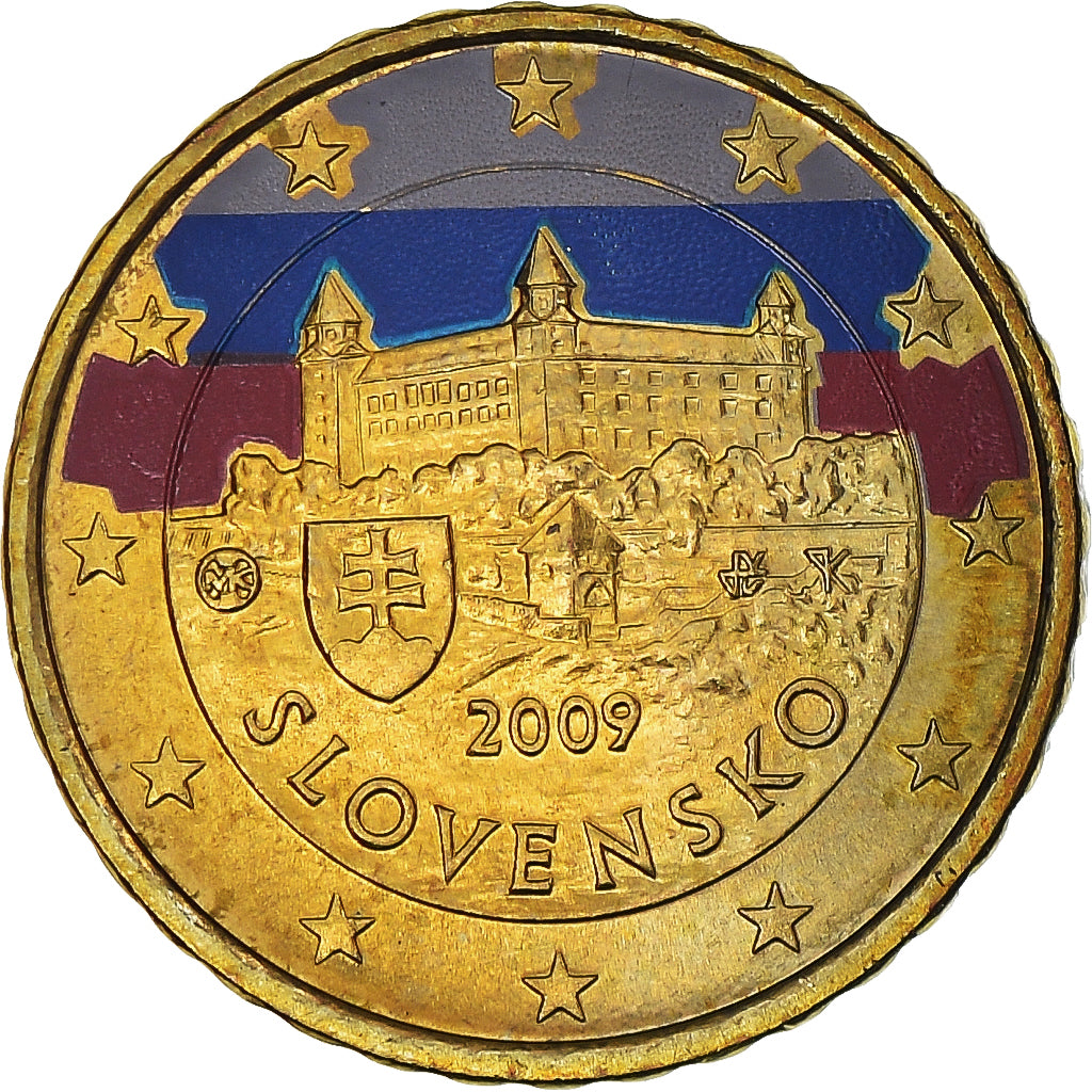 Slovacchia, 10 Euro Cent, 2009, Kremnica, Colourized, SPL, Ottone, KM:98