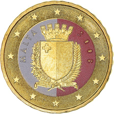 Malta, 10 Euro Cent, 2008, Paris, Colourized, MS(64), Brass, KM:128
