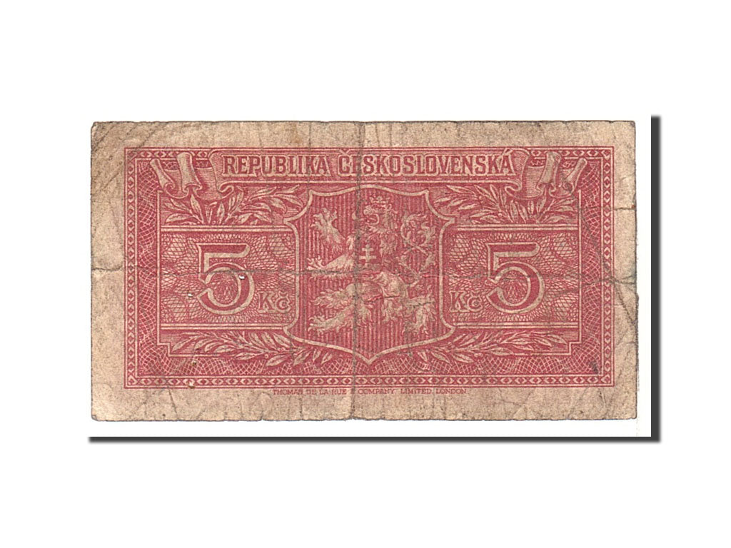 Czechoslovakia, 5 Korun, 1945, Undated, KM:59a, VG(8-10)