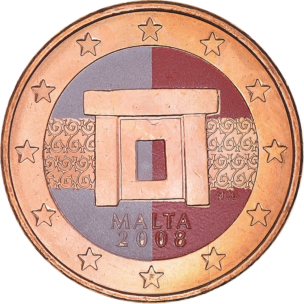 Malta, 5 Euro Cent, 2008, Paris, Colourized, MS(64), Copper Plated Steel, KM:127