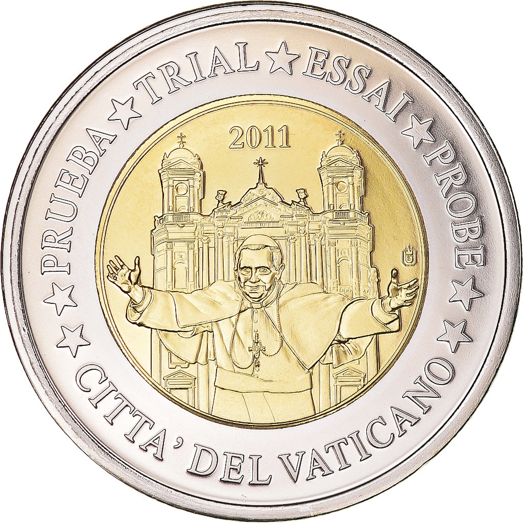 VATICAN CITY, 2 Euro, 2011, Fantasy coinage, MS(64), Bi-Metallic