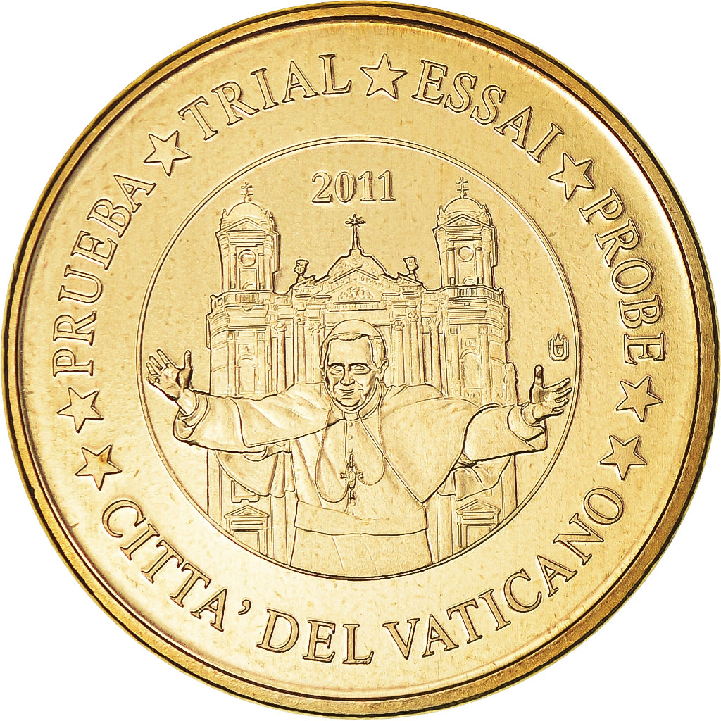 Vatican, 10 Euro Cent, 2011, unofficial private coin, MS(64), Brass