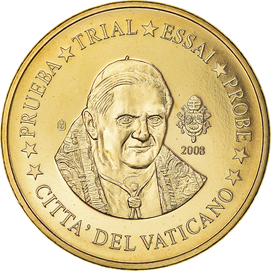 Vatican, 50 Euro Cent, 2008, unofficial private coin, MS(64), Brass