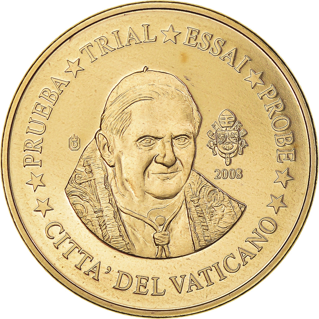 Vatican, 20 Euro Cent, 2008, unofficial private coin, MS(64), Brass