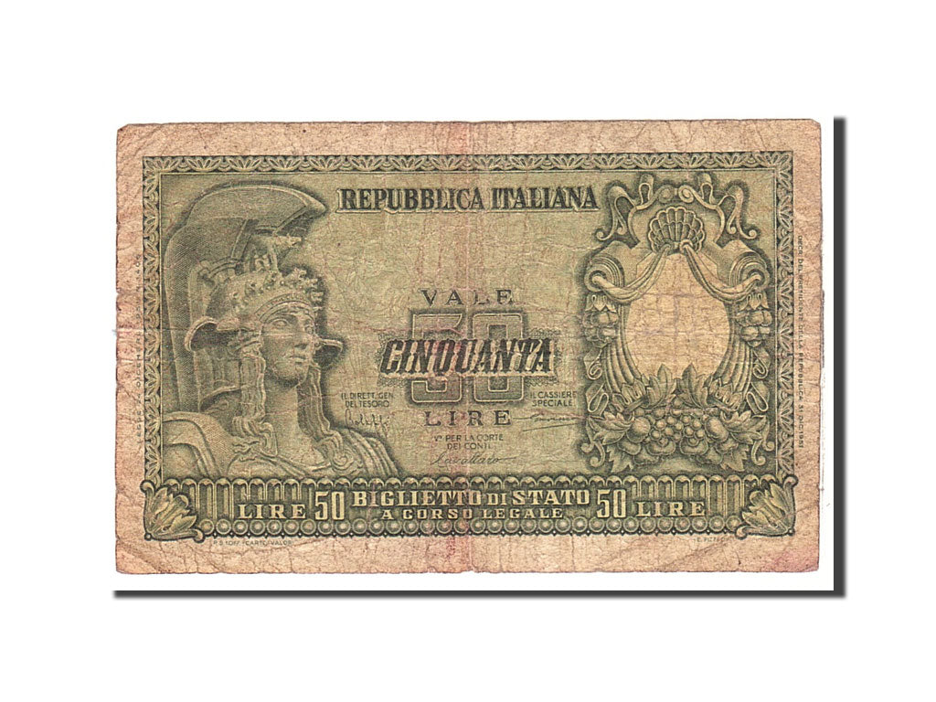 Banknote, Italy, 50 Lire, 1951, 1951-12-31, KM:91a, VG(8-10)