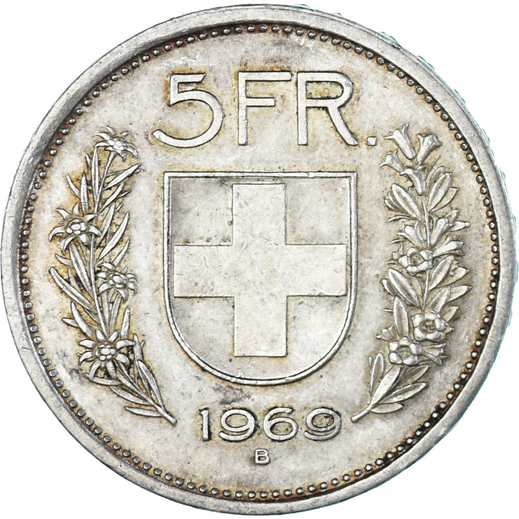 Coin, Switzerland, 5 Francs, 1969, Bern, AU(50-53), Silver, KM:40