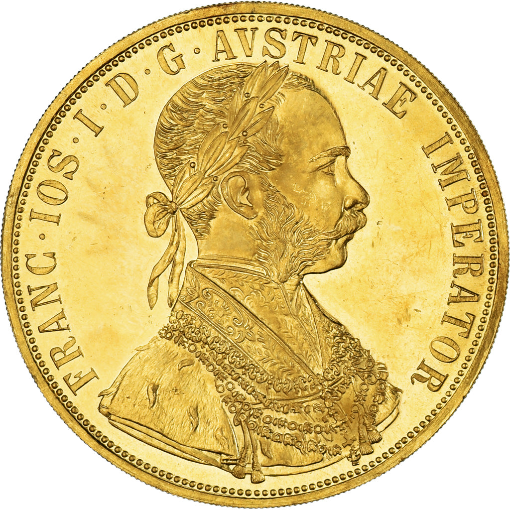 Moeda, Áustria, Franz Joseph I, 4 Ducat, 1915, Vienne, Nova cunhagem oficial