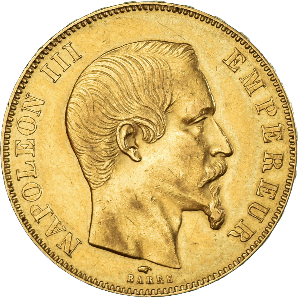 Moeda, França, Napoleon III, 50 Francs, 1857, Paris, AU(50-53), Dourado